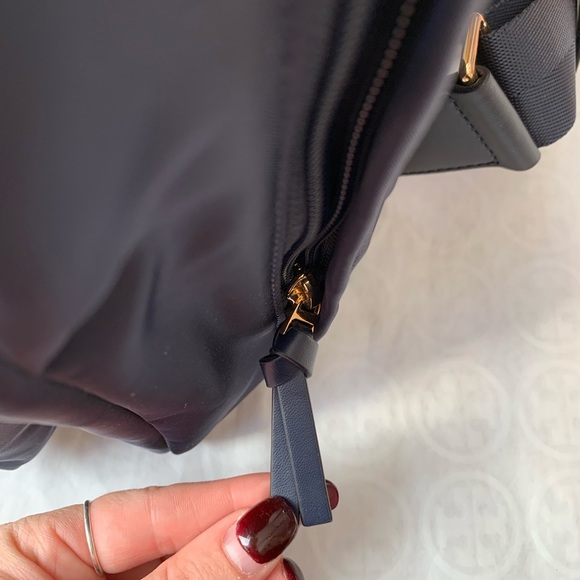 Tory Burch Ella Backpack Navy Blue Nylon - Picture 9 of 12